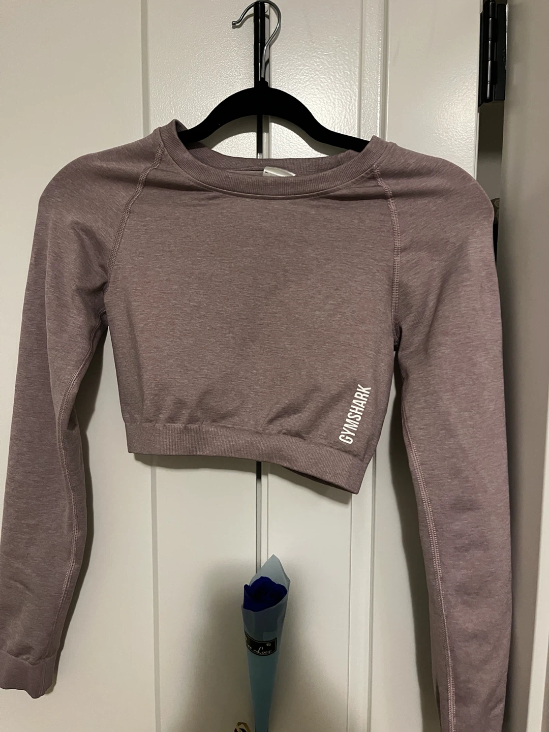 Xs Gymshark Seamless Cropped Long Sleeve Top - Mauve