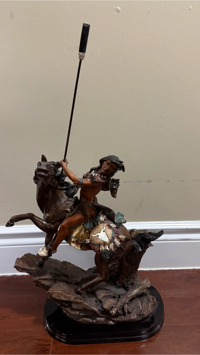 Native American Warrior on Horse Statue