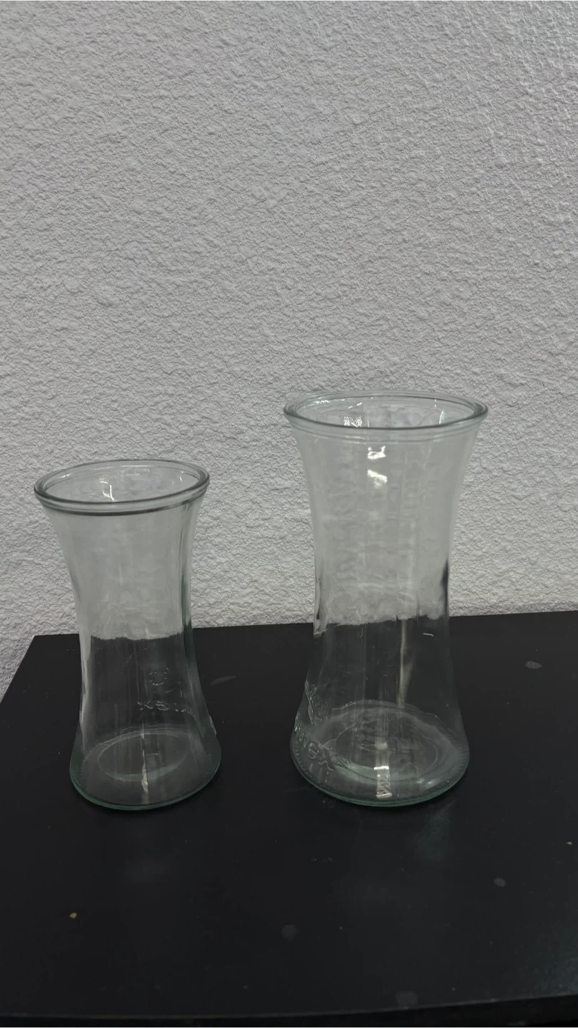 Set of 2 Clear Glass Vases