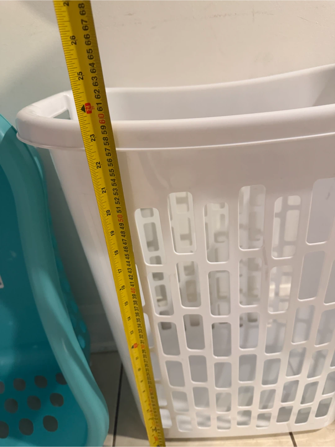 Two Laundry Baskets - Teal and White - photo 2