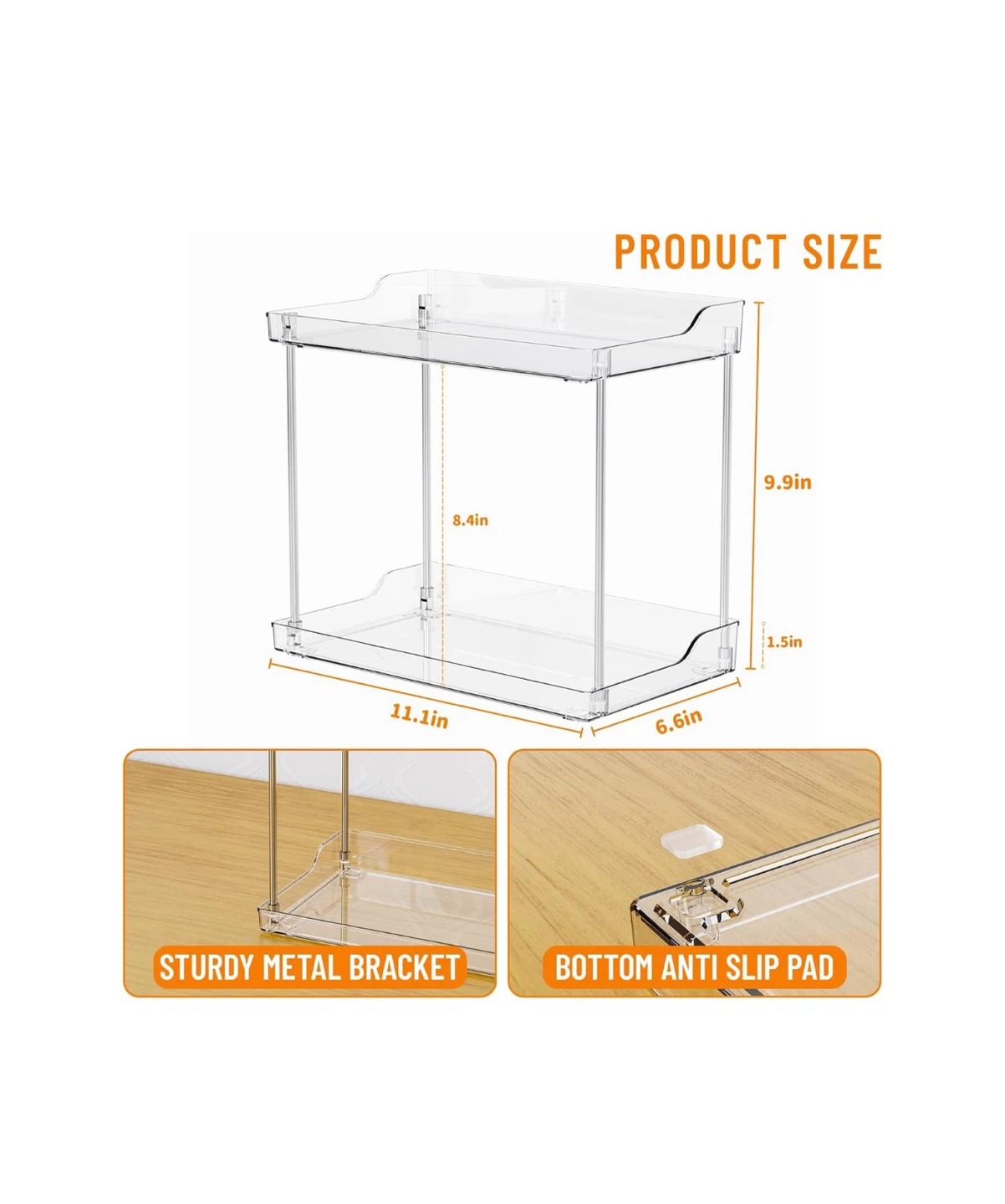 Clear Acrylic 2-Tier Shelf Organizer
