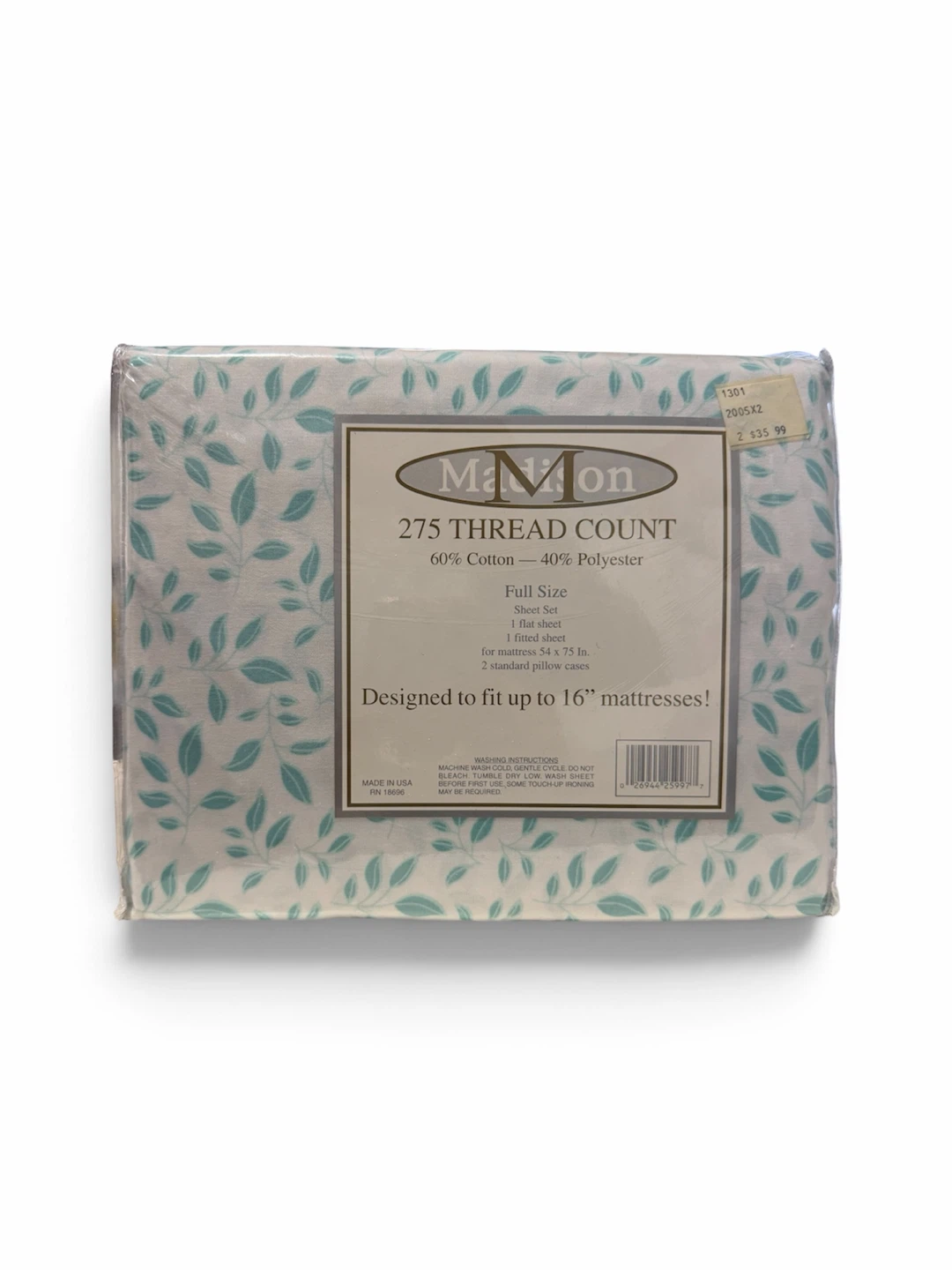 NOS Vintage Madison Full Bedsheet Set