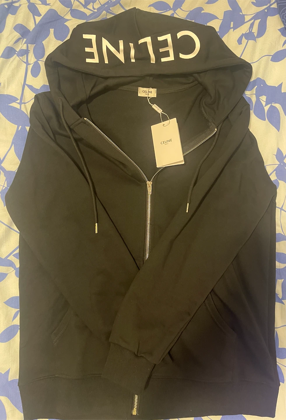 CELINE Black Zip-Up Hoodie
