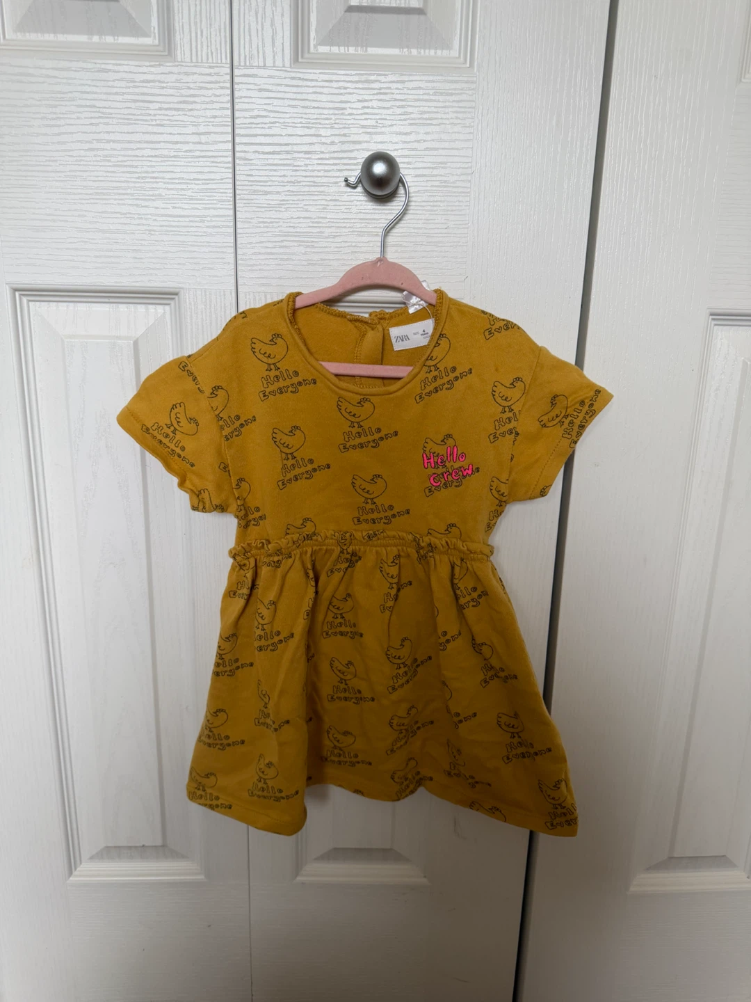 Zara Kids Dress Size 4 Yellow Chicken Print