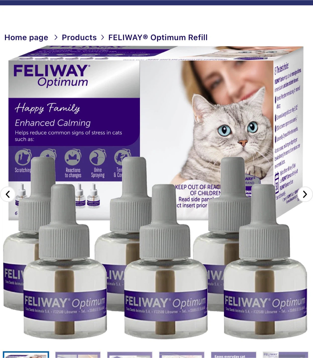 Feliway Optimum Enhanced Calming Refill - Pack of 6