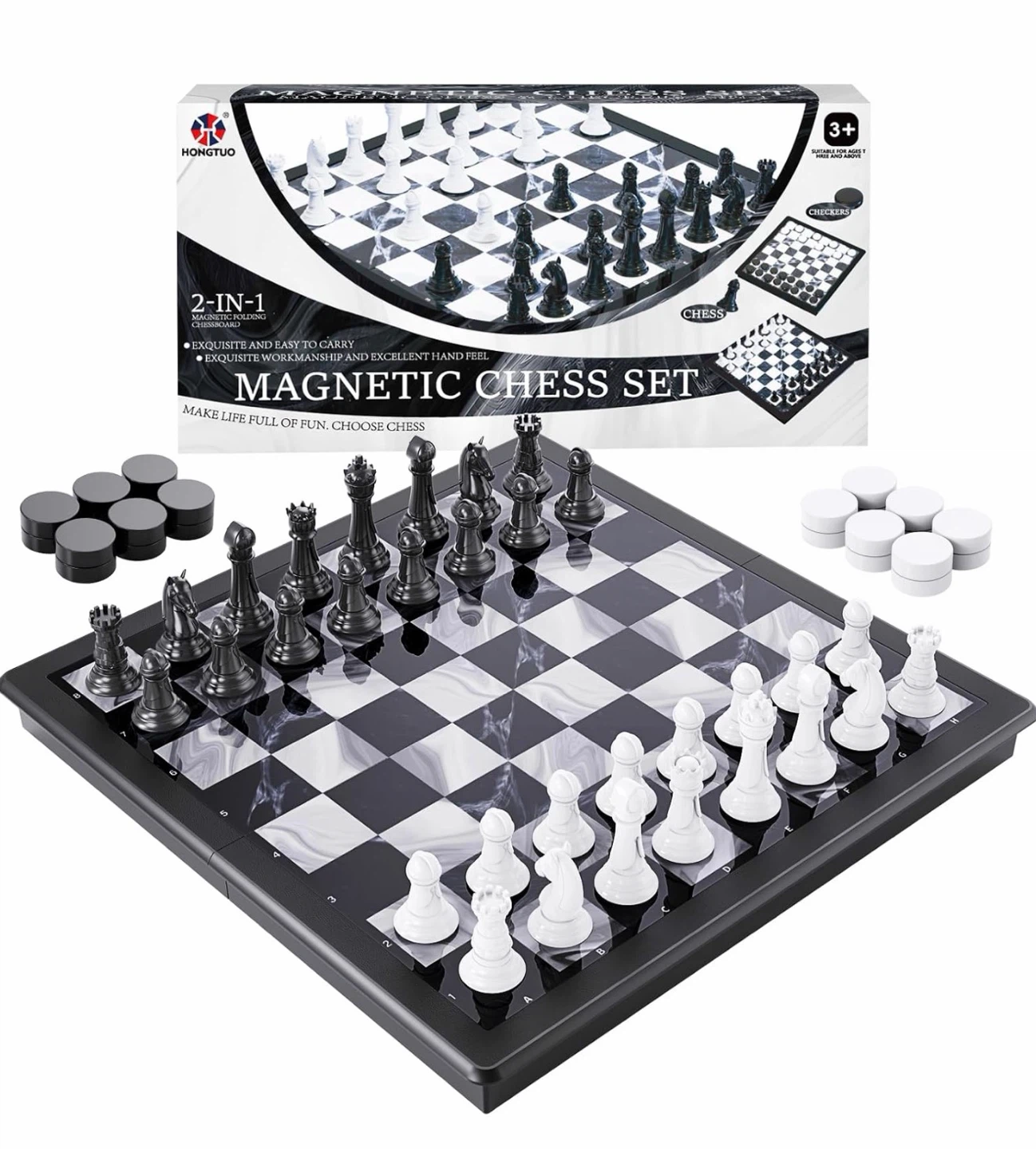 2-in-1 Magnetic Chess & Checkers Set