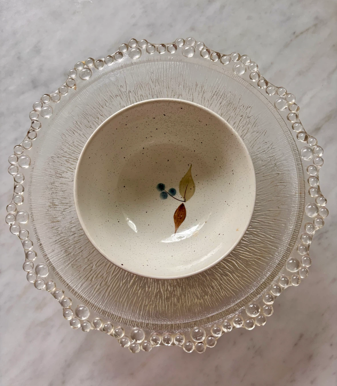 Glass Serving Bowl with Bubble Rim - photo 5