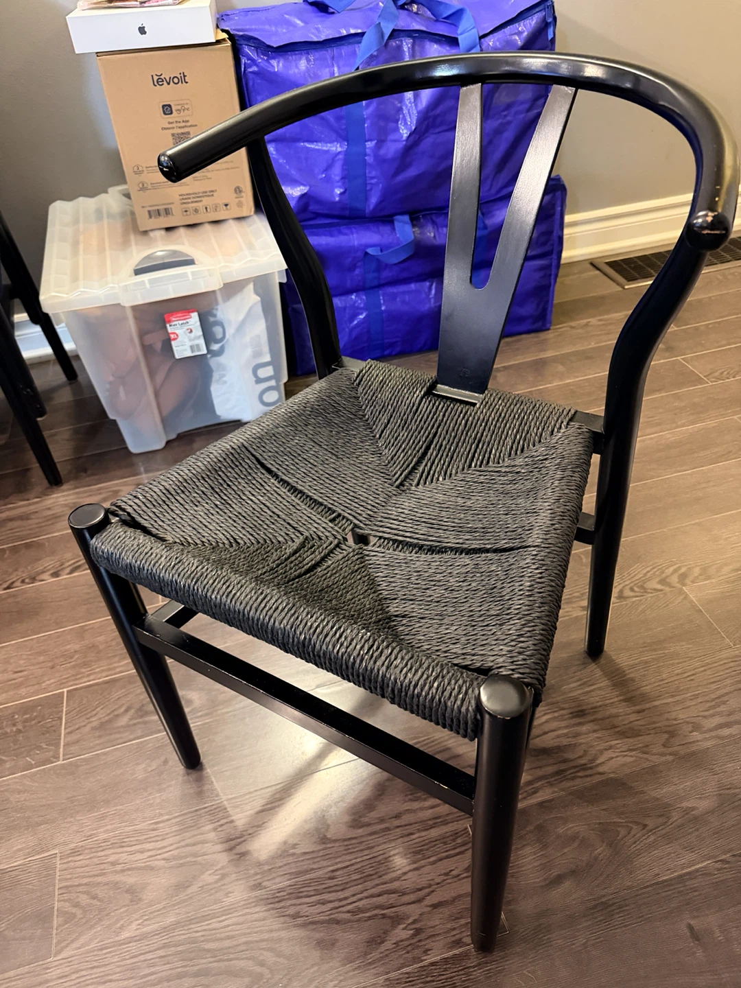 Black Weave Wood Dining Chair (set of 6)