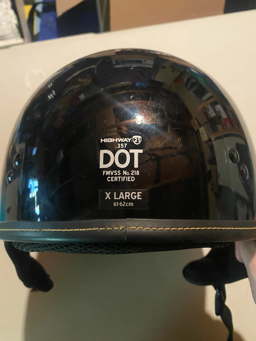 Highway 21 .357 DOT Motorcycle Helmet - Black, X-Large - photo 3