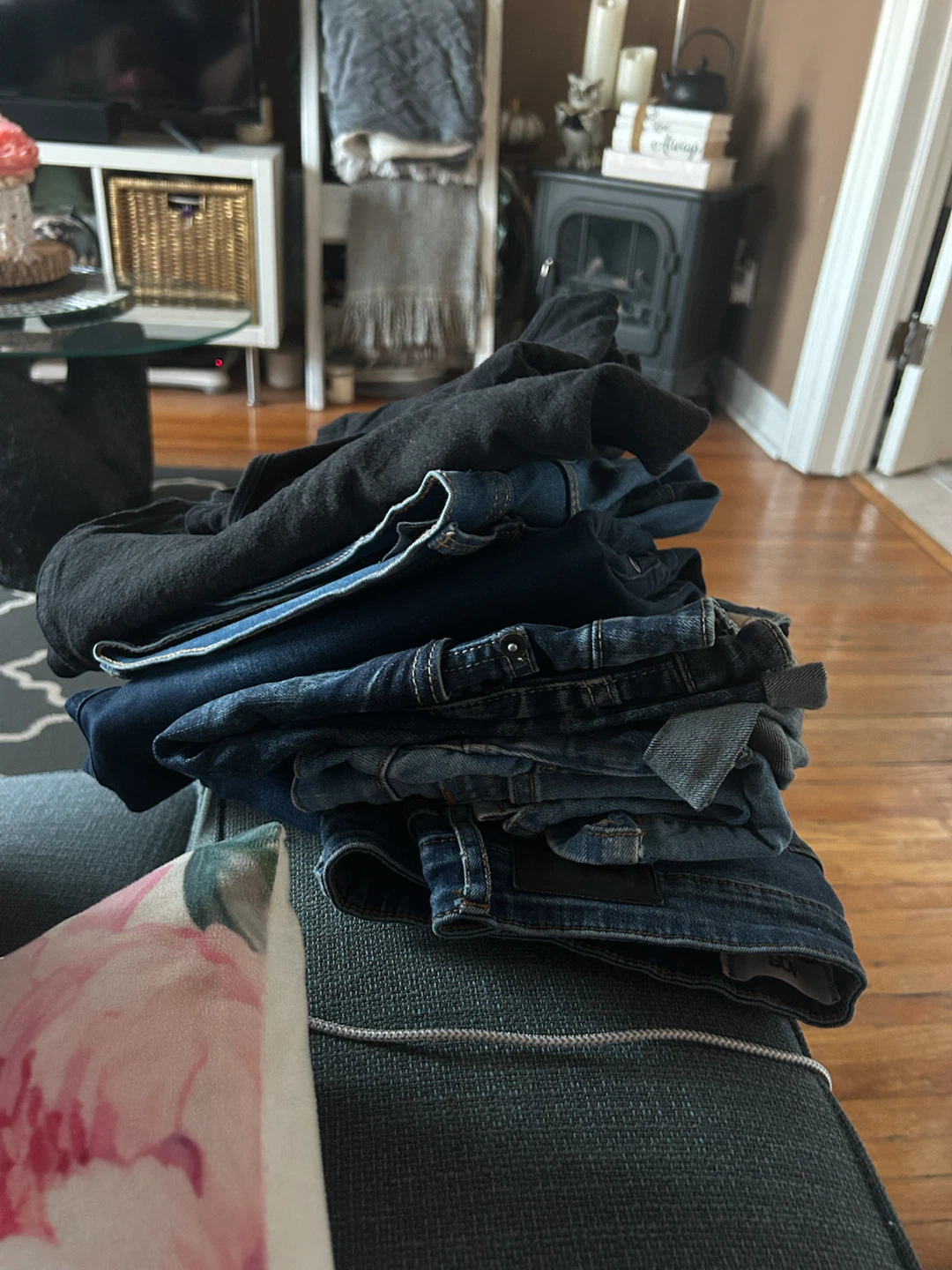 Pile of woman’s Denim Jeans and clothes  #freecycle