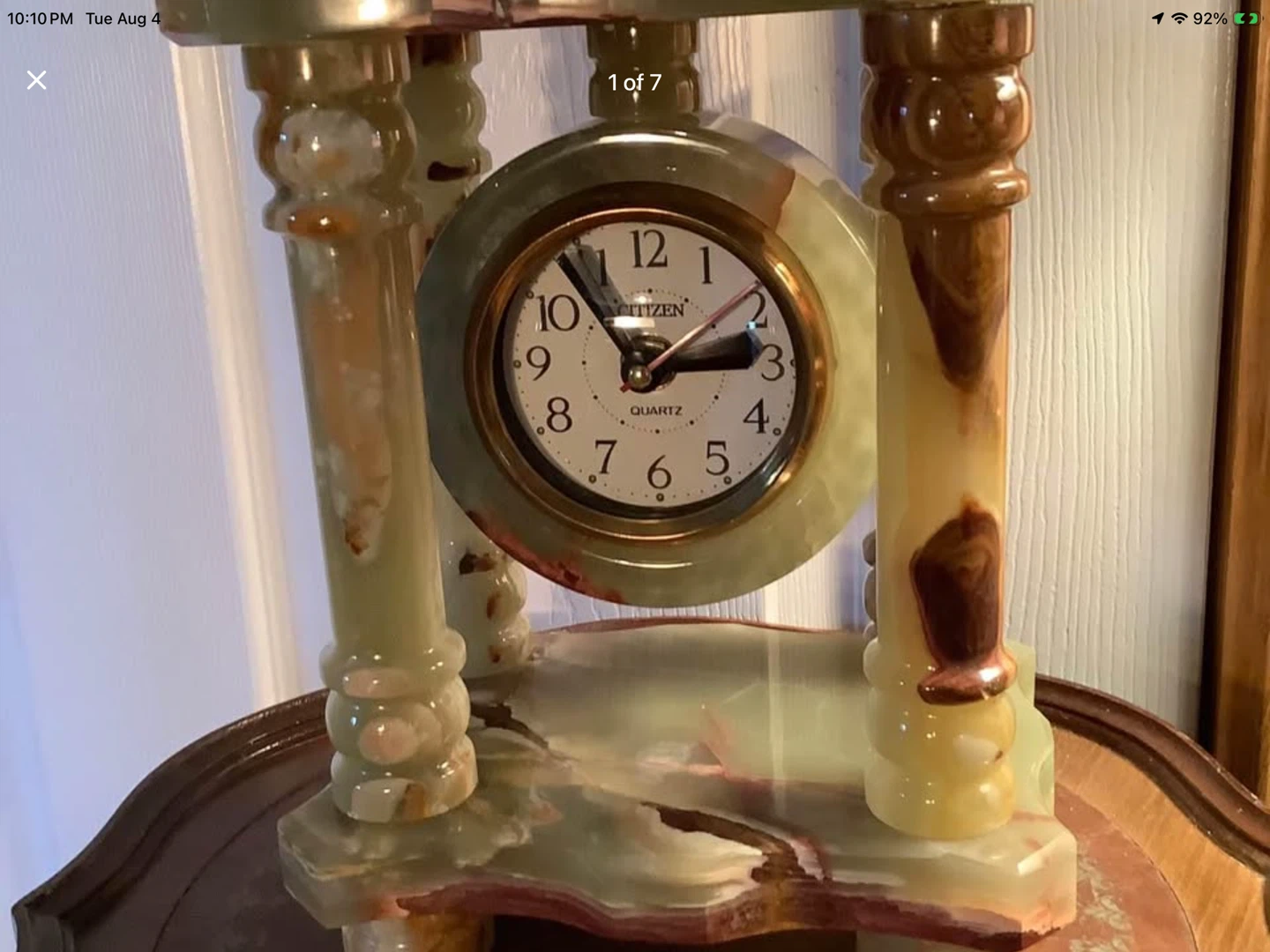 Lg Citizen Onyx Quartz 4 Column Mantle Clock 🐞