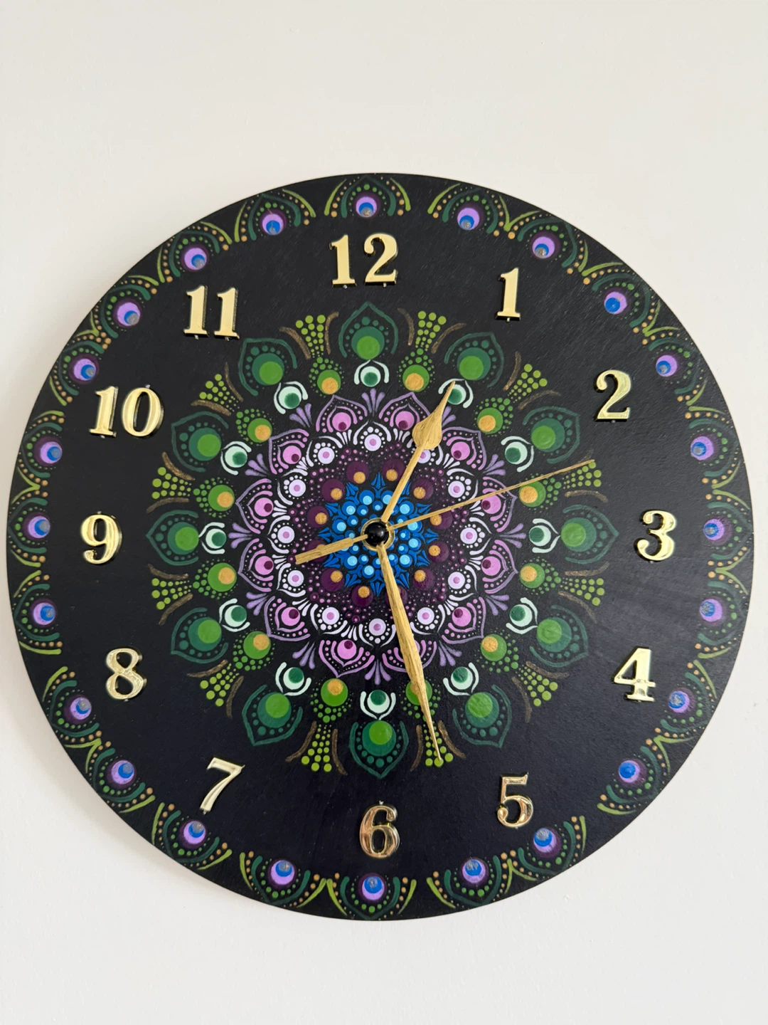 Custom Hand-Painted Mandala Wall Clock
