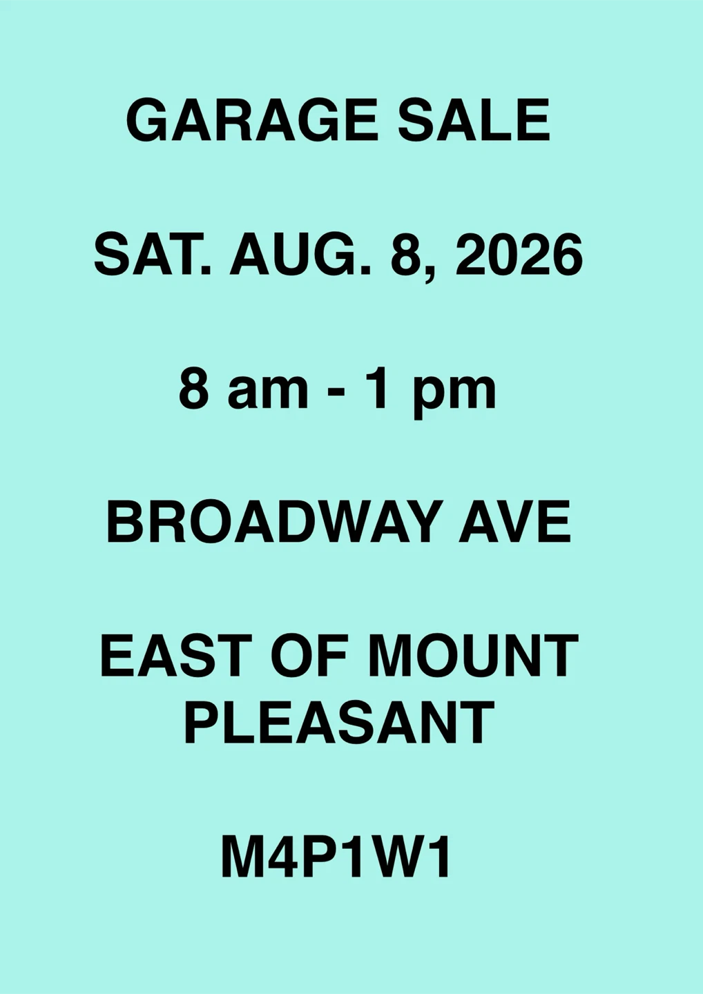 Garage Sale - August 8, 2026