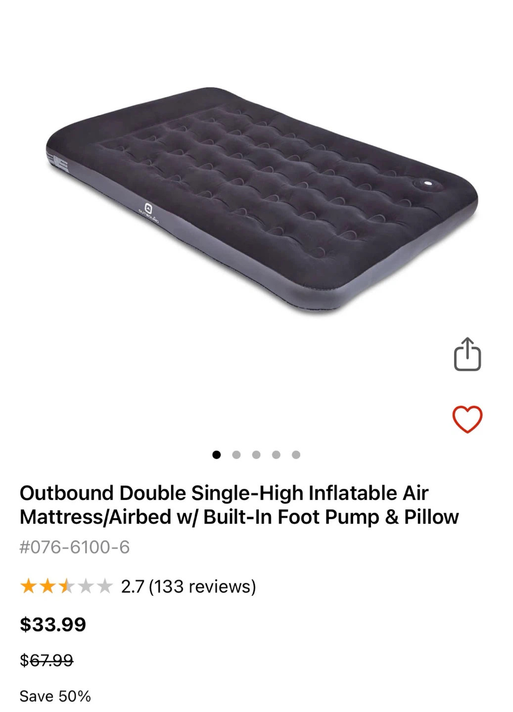 Air Mattress with Foot Pump - photo 2