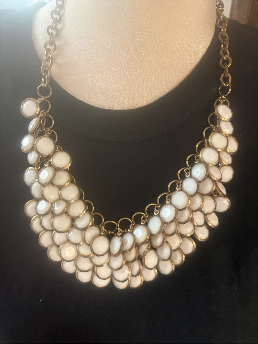 White & Gold Statement Necklace