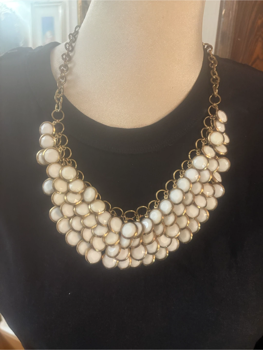 White & Gold Statement Necklace - photo 2