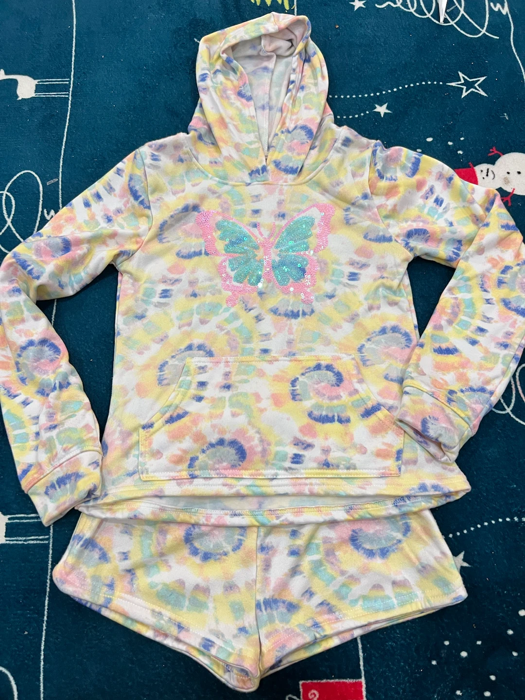 Lemonkiss Tie-Dye Hoodie and Shorts Set