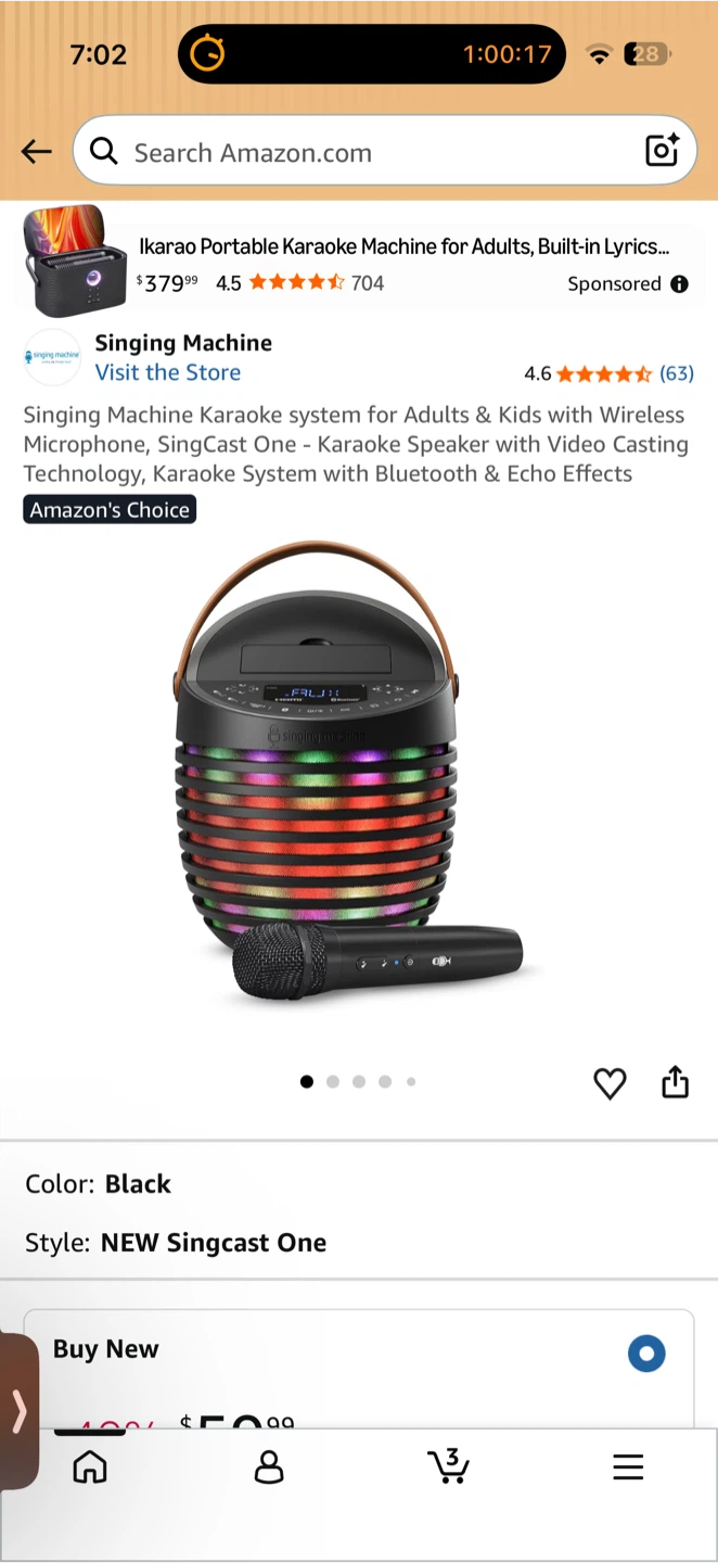 Singing Machine Singcast One Karaoke System w/ Microphone