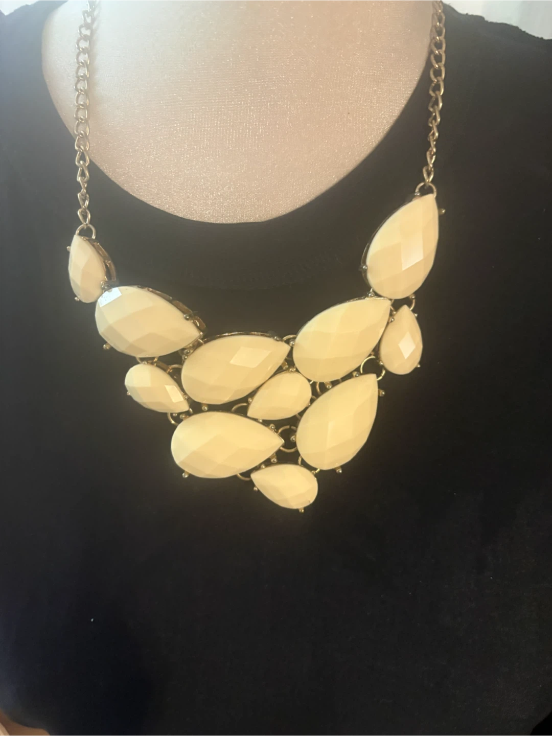 Cream Tear Drop Statement Necklace