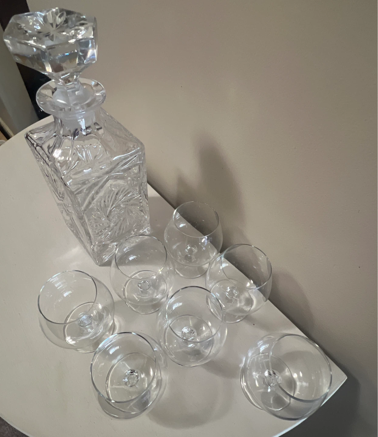 Crystal Decanter and 6 Brandy Glasses Lot - photo 2