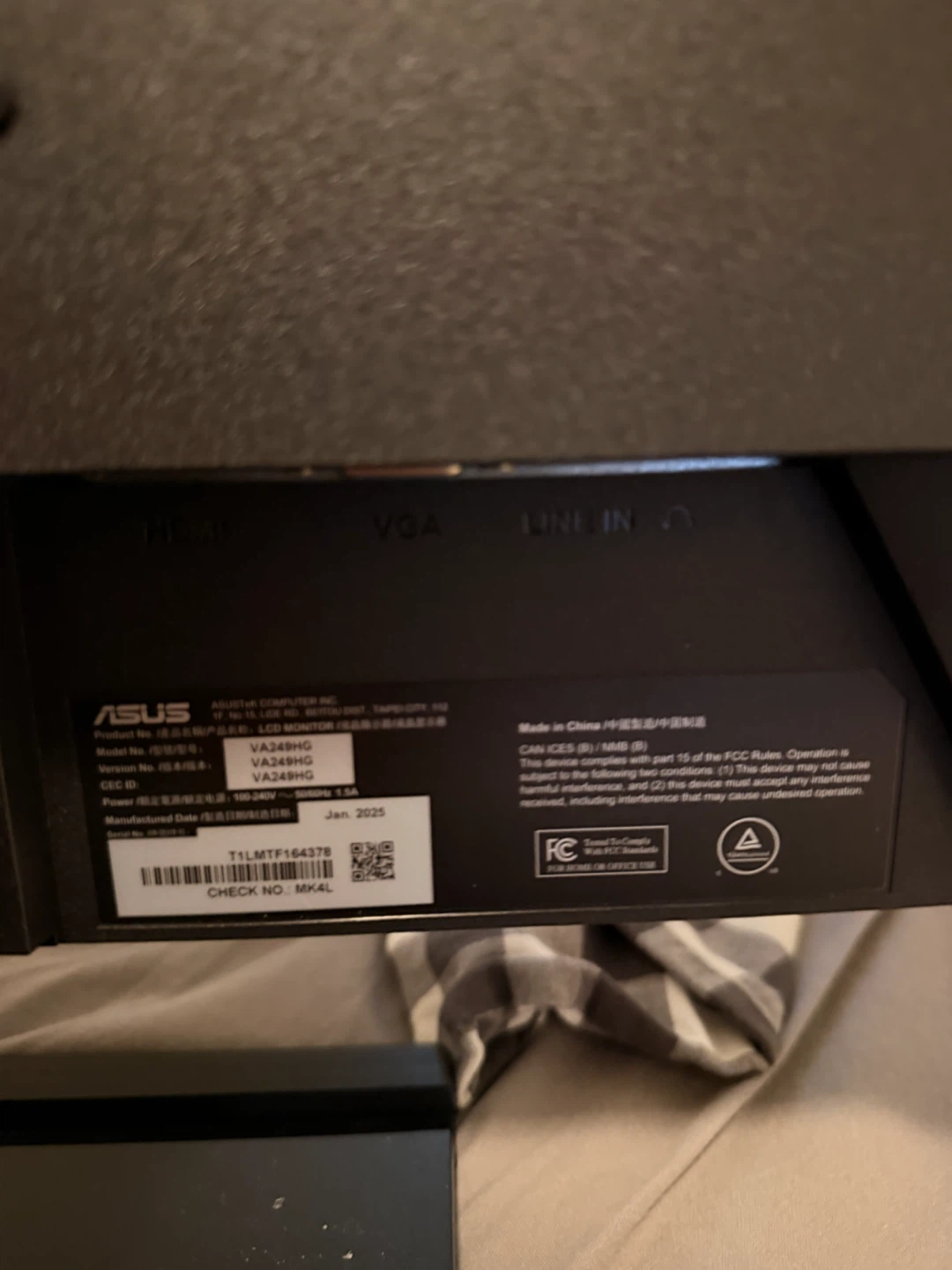 ASUS VA249HGF LCD Monitor