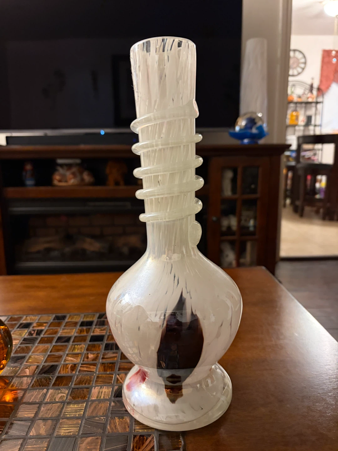 White Swirl Glass Vase