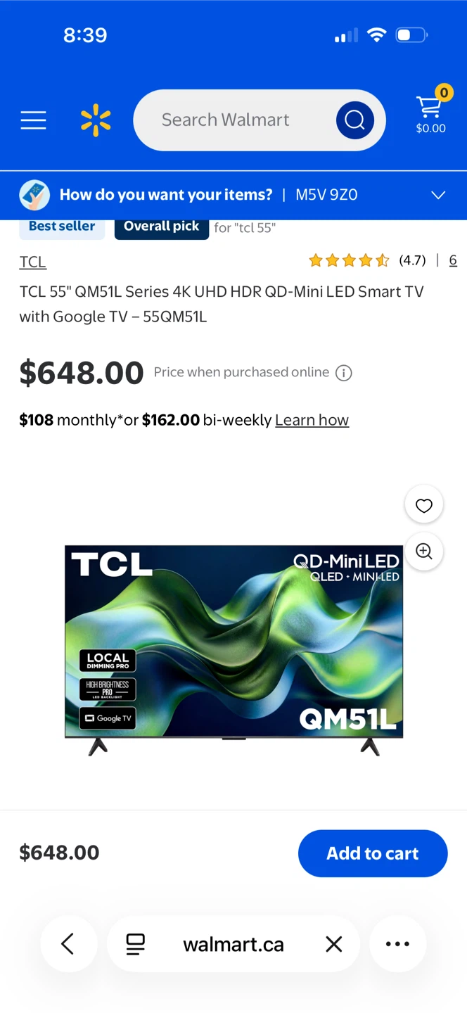 TCL 55" QM51L Series 4K UHD HDR QD-Mini LED Smart TV