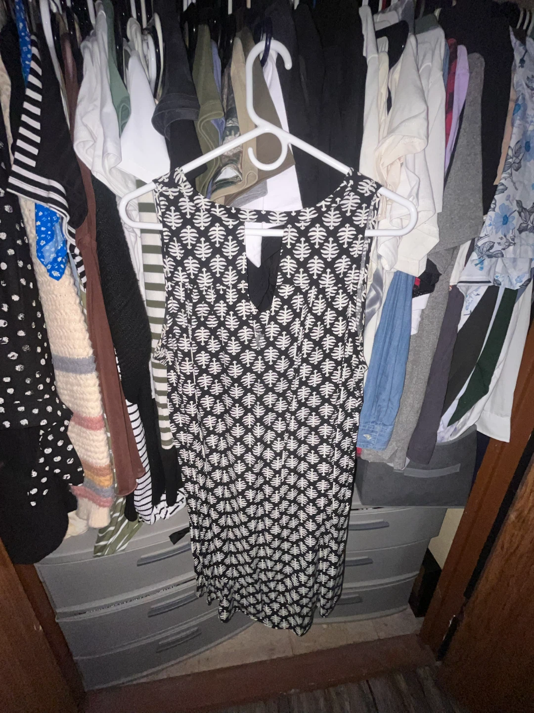 Old Navy Black & White Patterned Sleeveless Dress Size L - photo 2