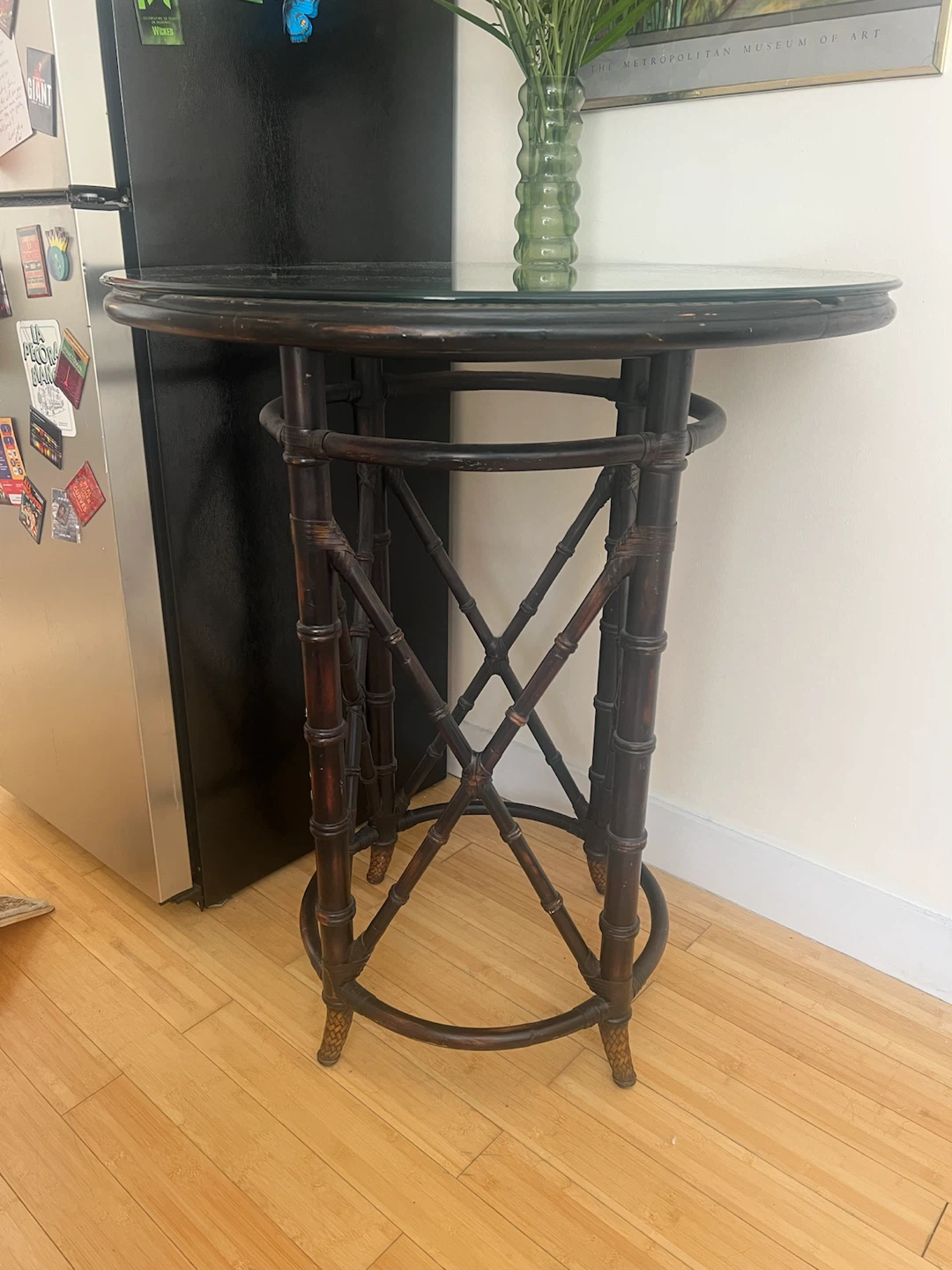 Glass Top Rattan Bistro Table and Chairs