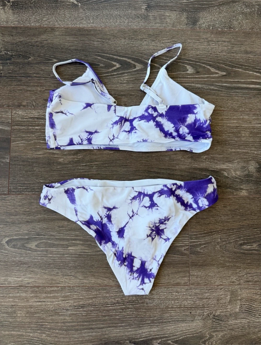 New White & Purple Tie-Dye Bikini Set size large - photo 2