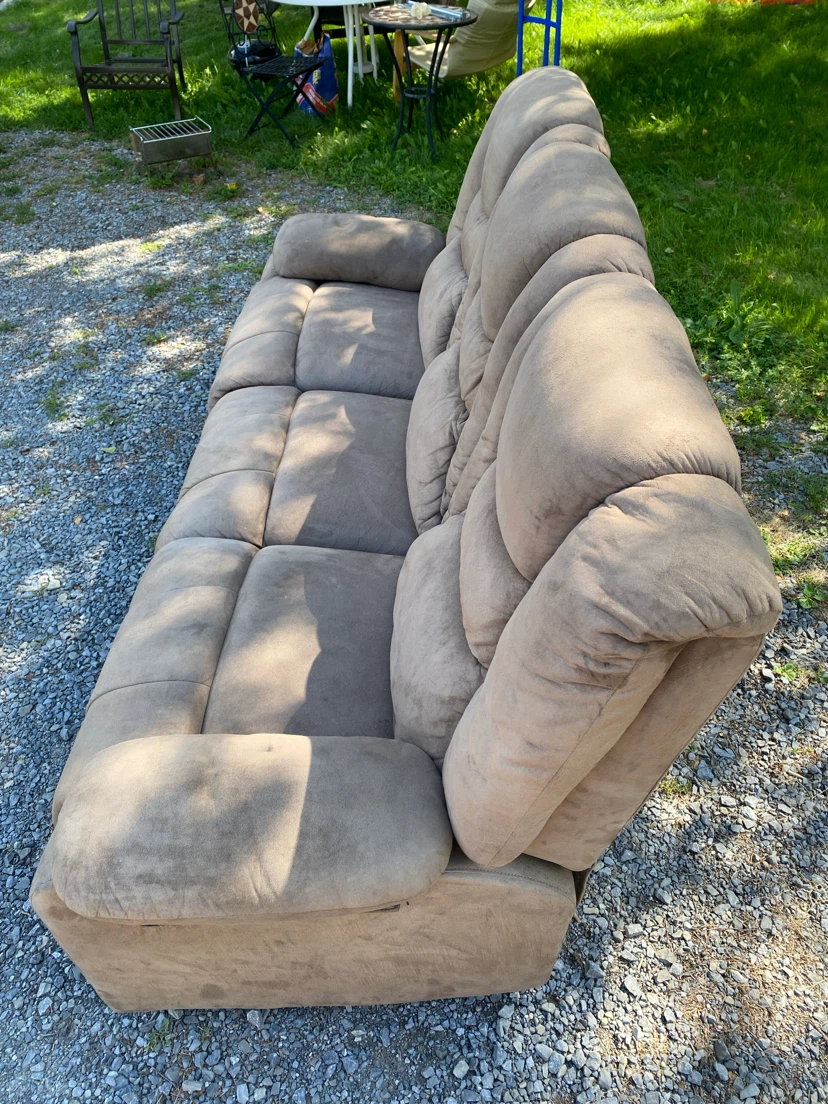 3 Seater Reclining Sofa in Taupe Microfiber (CAN DELIVER) - photo 5