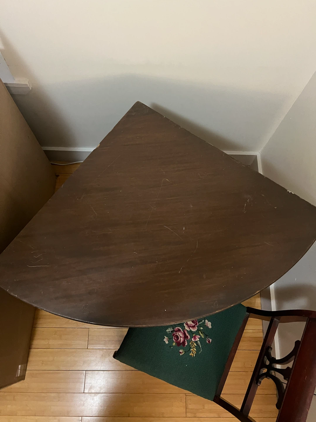 Vintage Corner Desk with Needlepoint Chair