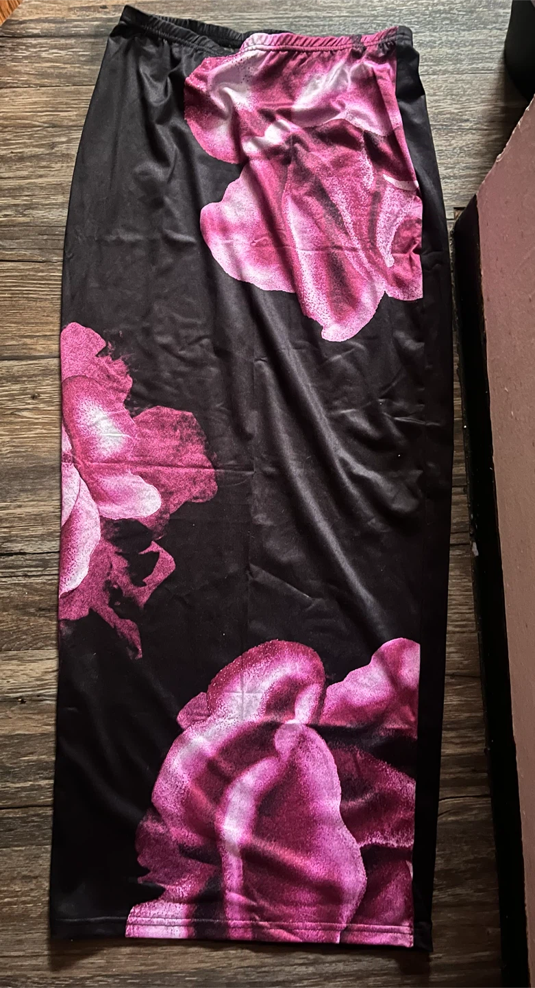 Black Floral Maxi Skirt
