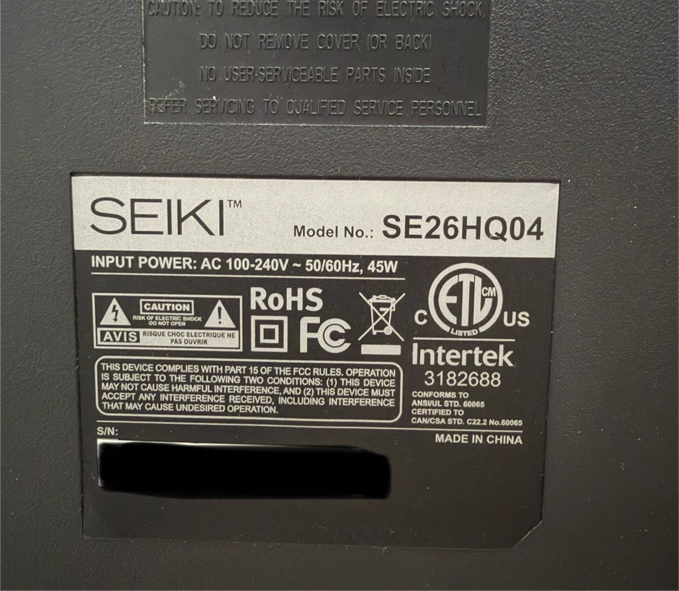 SEIKI SE26HQ04 26-inch HD Television - photo 3