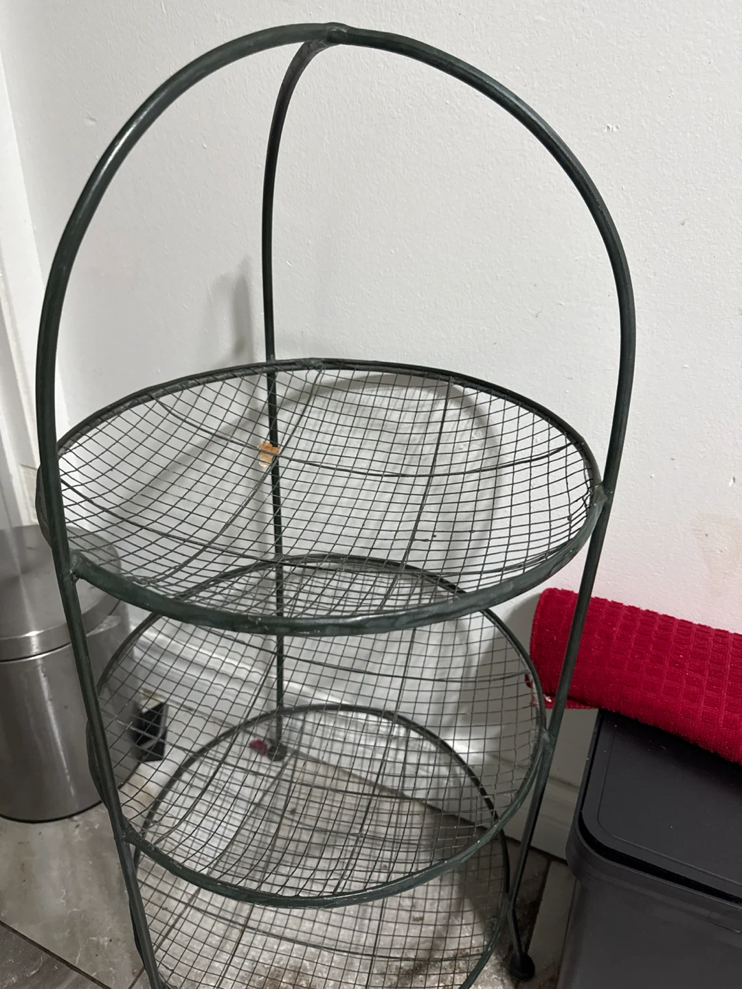 Green Wire 3-Tier Rolling Fruit Basket - photo 2