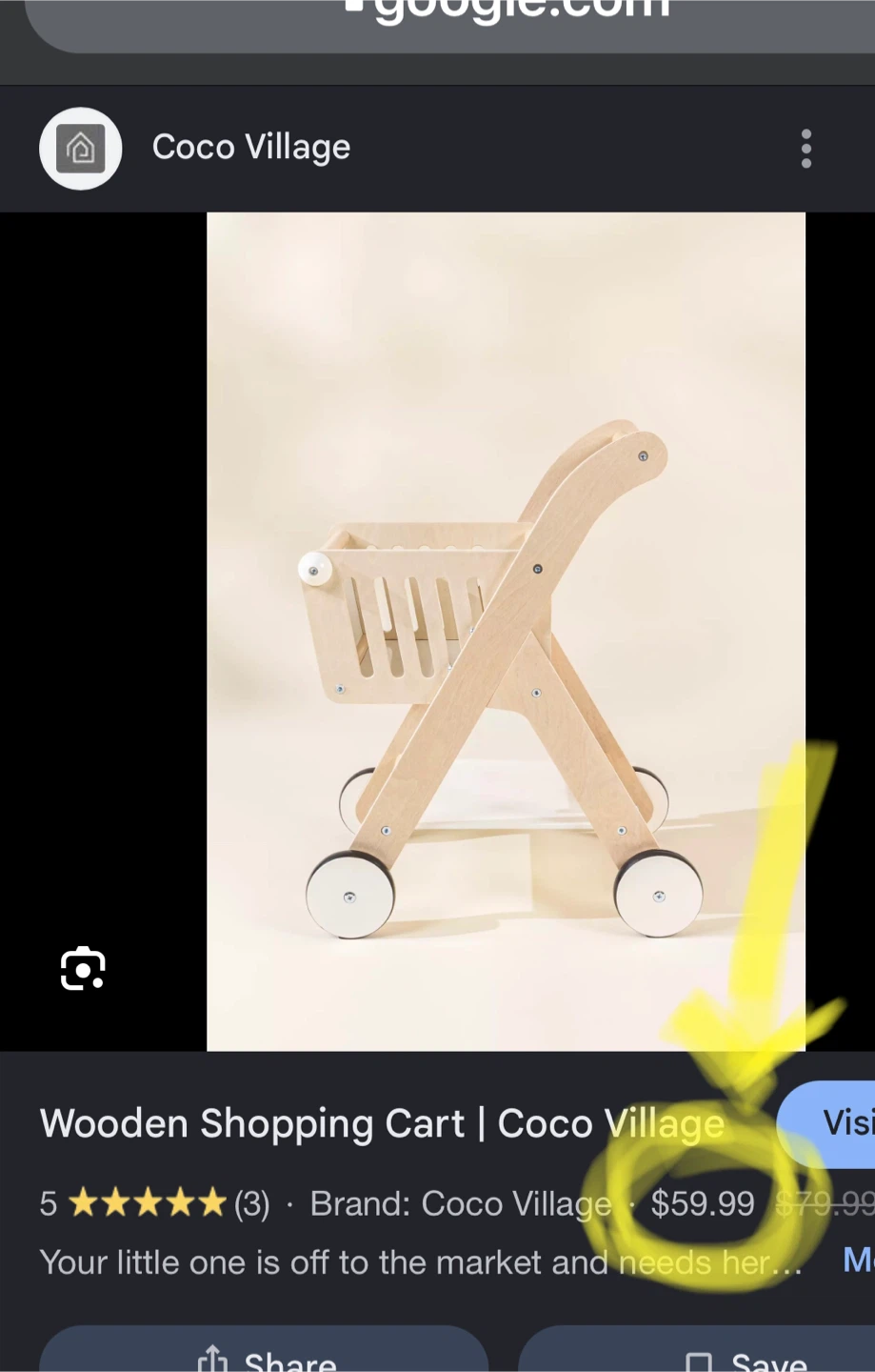 COCO VILLAGE Wooden Toy Shopping Cart with Accessories - photo 2