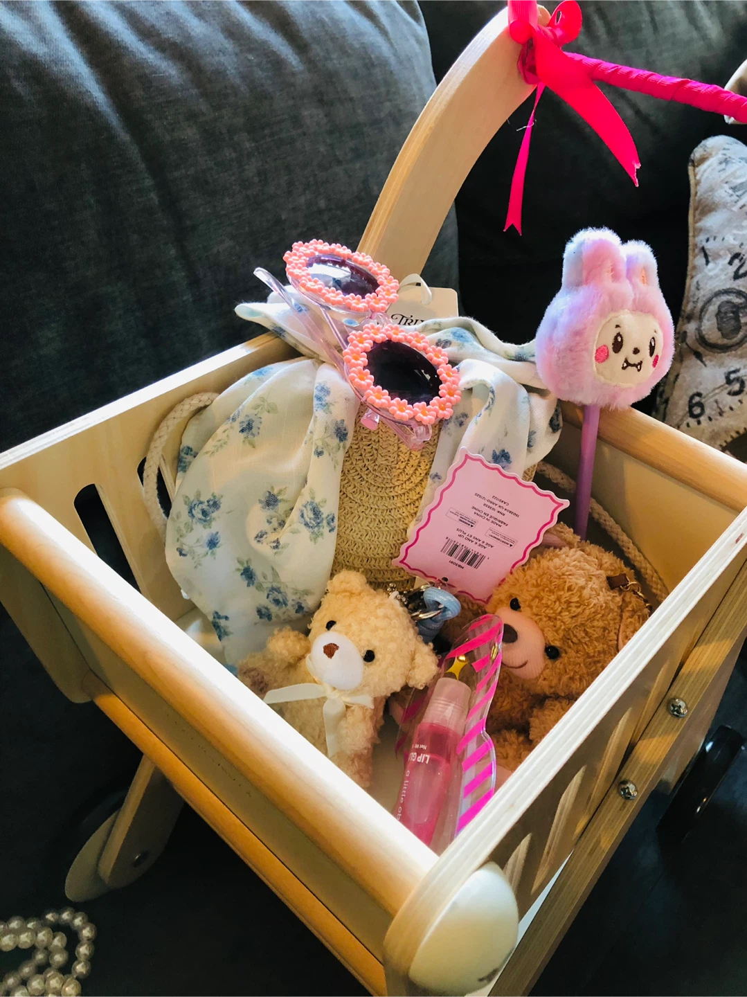 COCO VILLAGE Wooden Toy Shopping Cart with Accessories