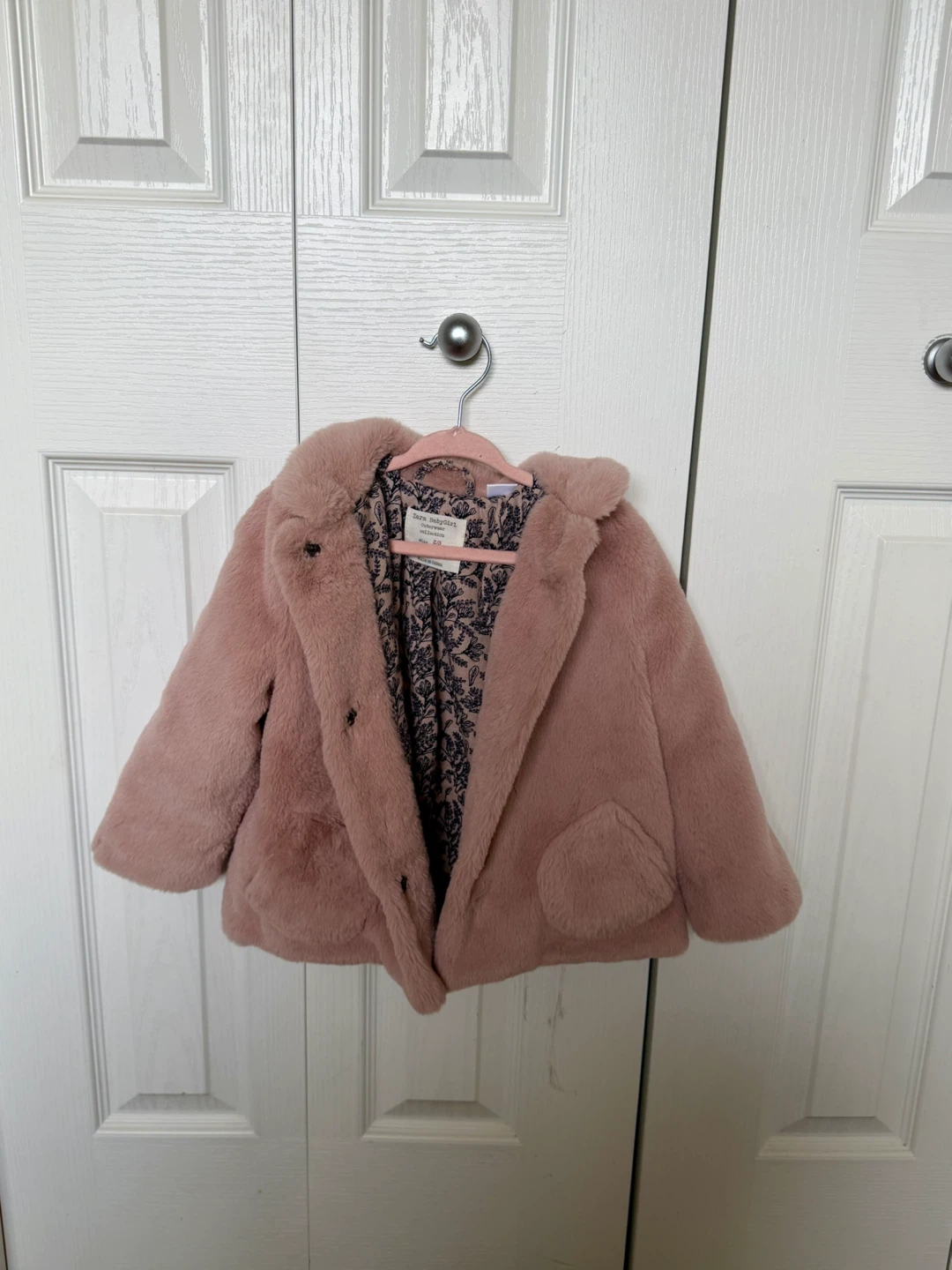 Zara Babygirl Faux Fur Coat - Pink - Size 2/3