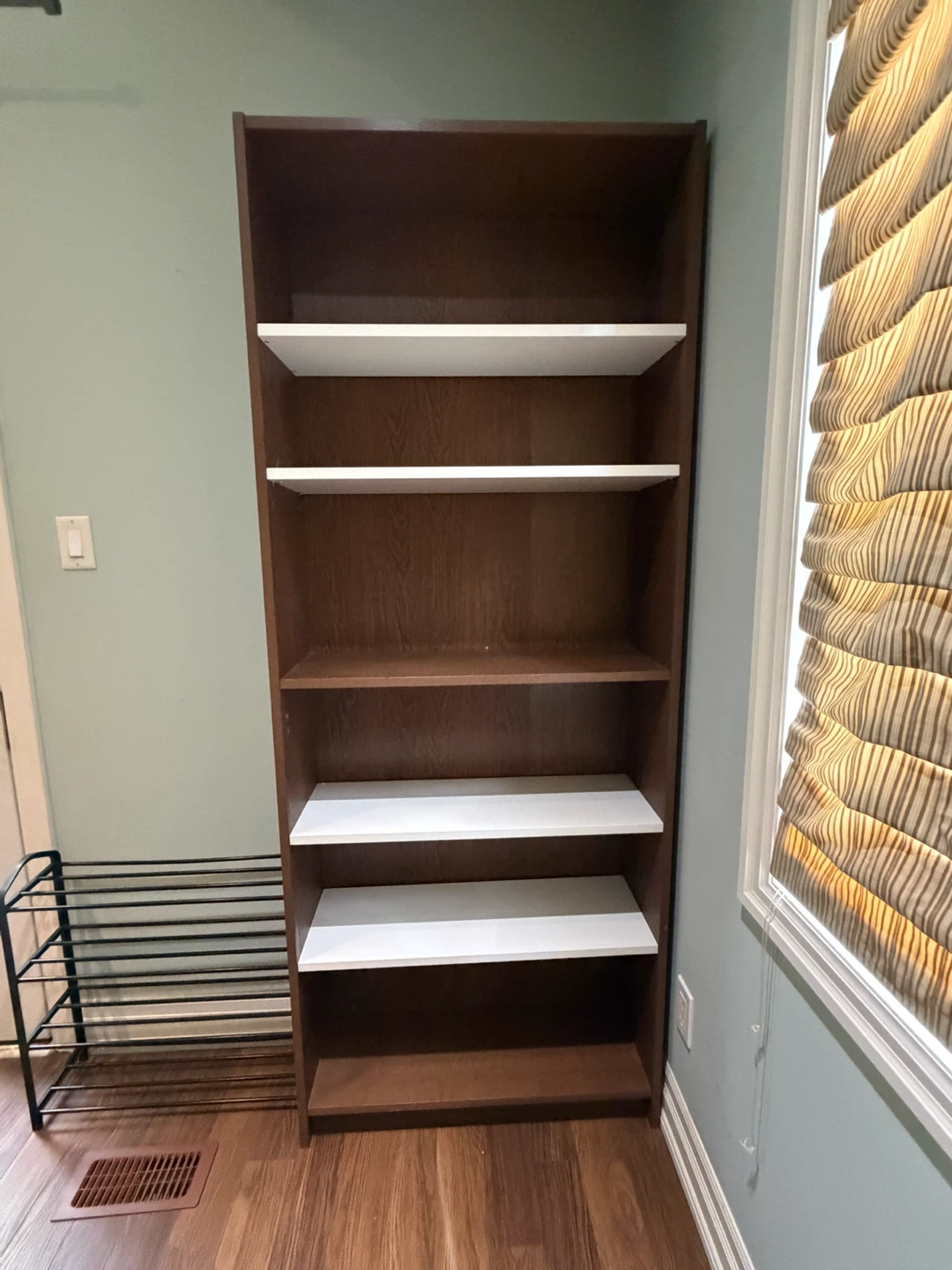 Dark Brown Bookshelf with White Shelves