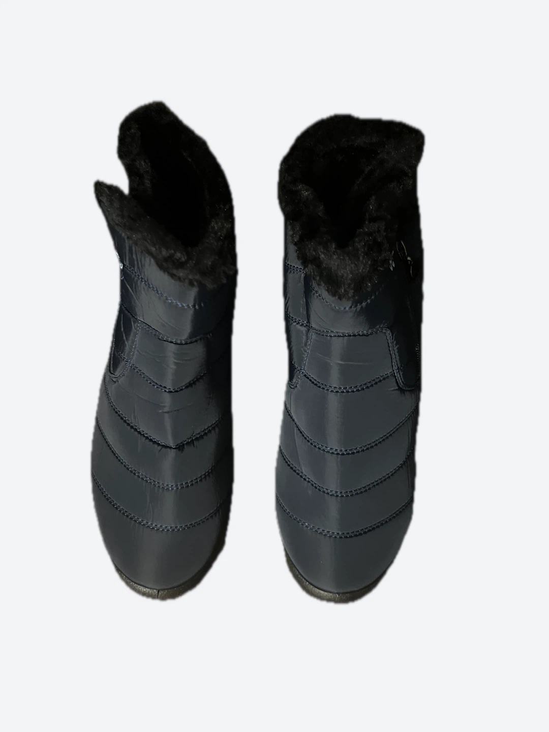 Navy Blue Puffer Boots with Faux Fur Lining - photo 2