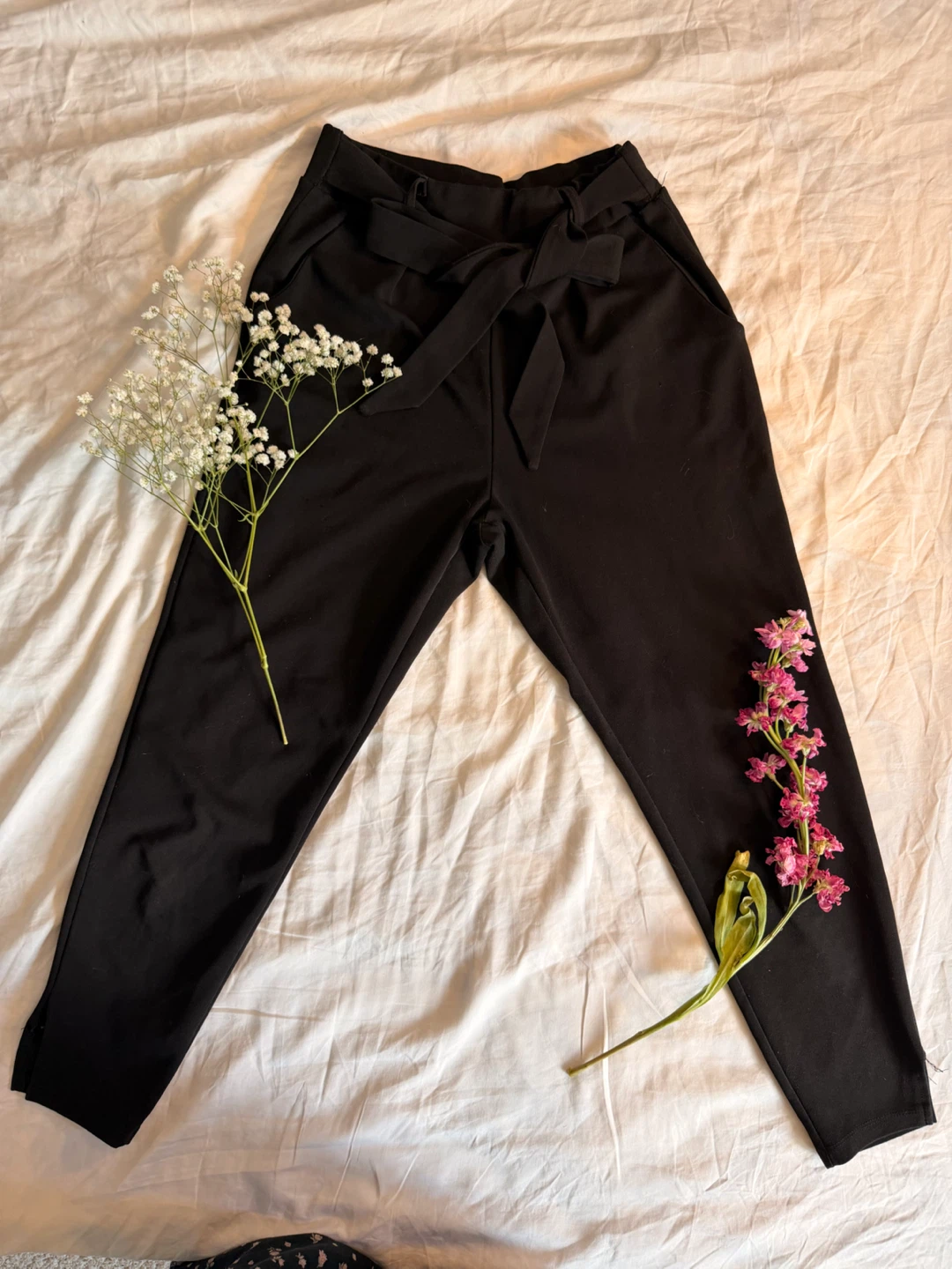Black Paperbag Waist Pants