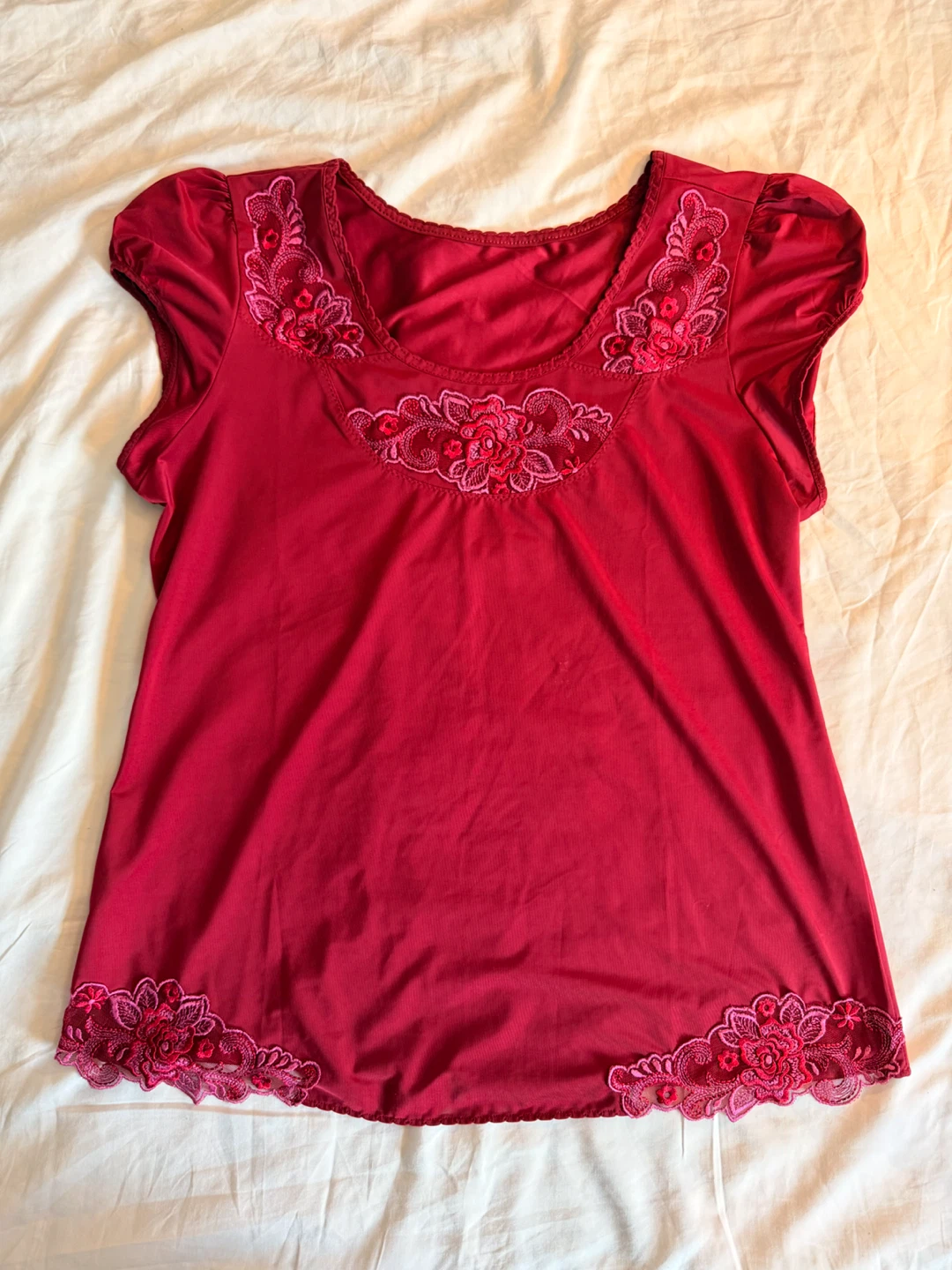 Women's Red Lace Trimmed Top - photo 3