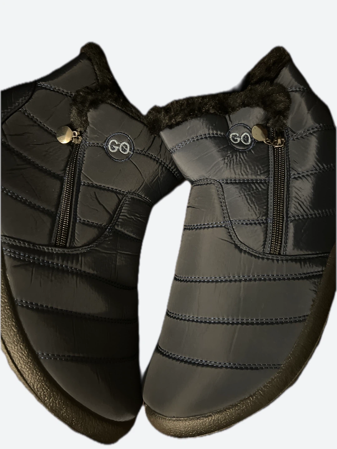 Navy Blue Puffer Boots with Faux Fur Lining - photo 5