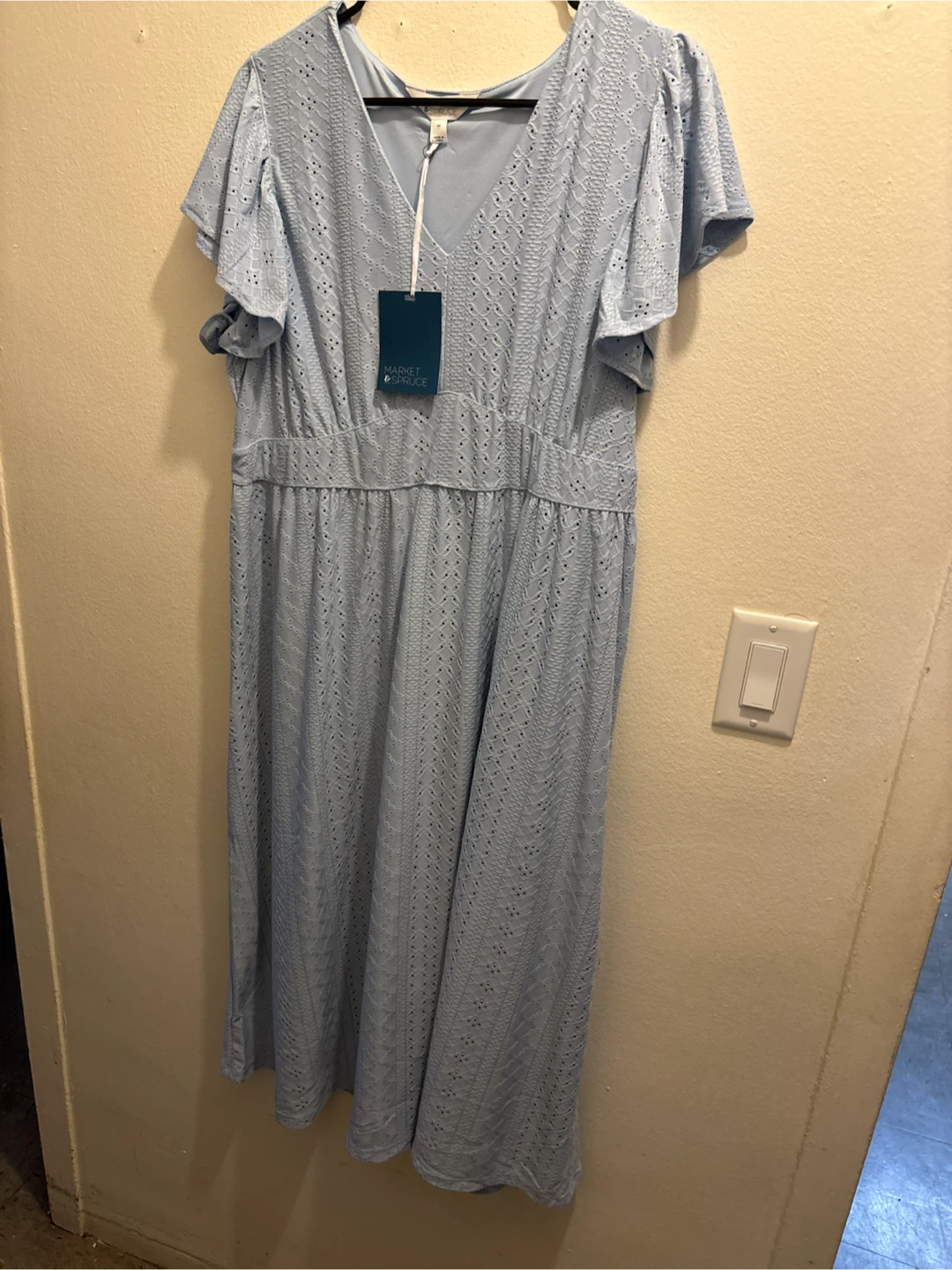 NEW-XXL-Market & Spruce Blue Eyelet Midi Dress