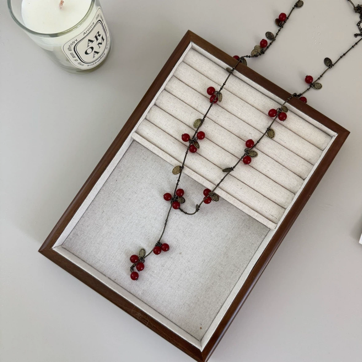 Long Cherry Beaded Necklace