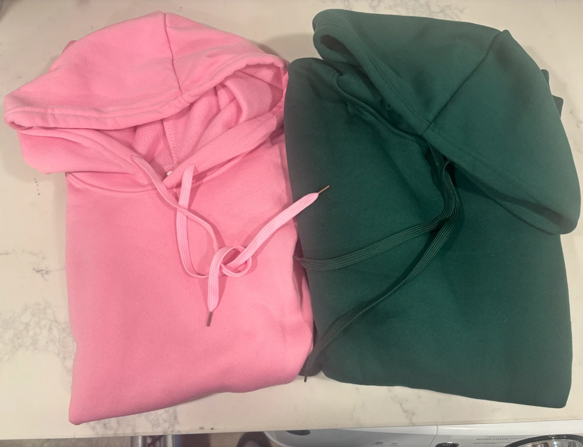 Pink and Green Hoodies