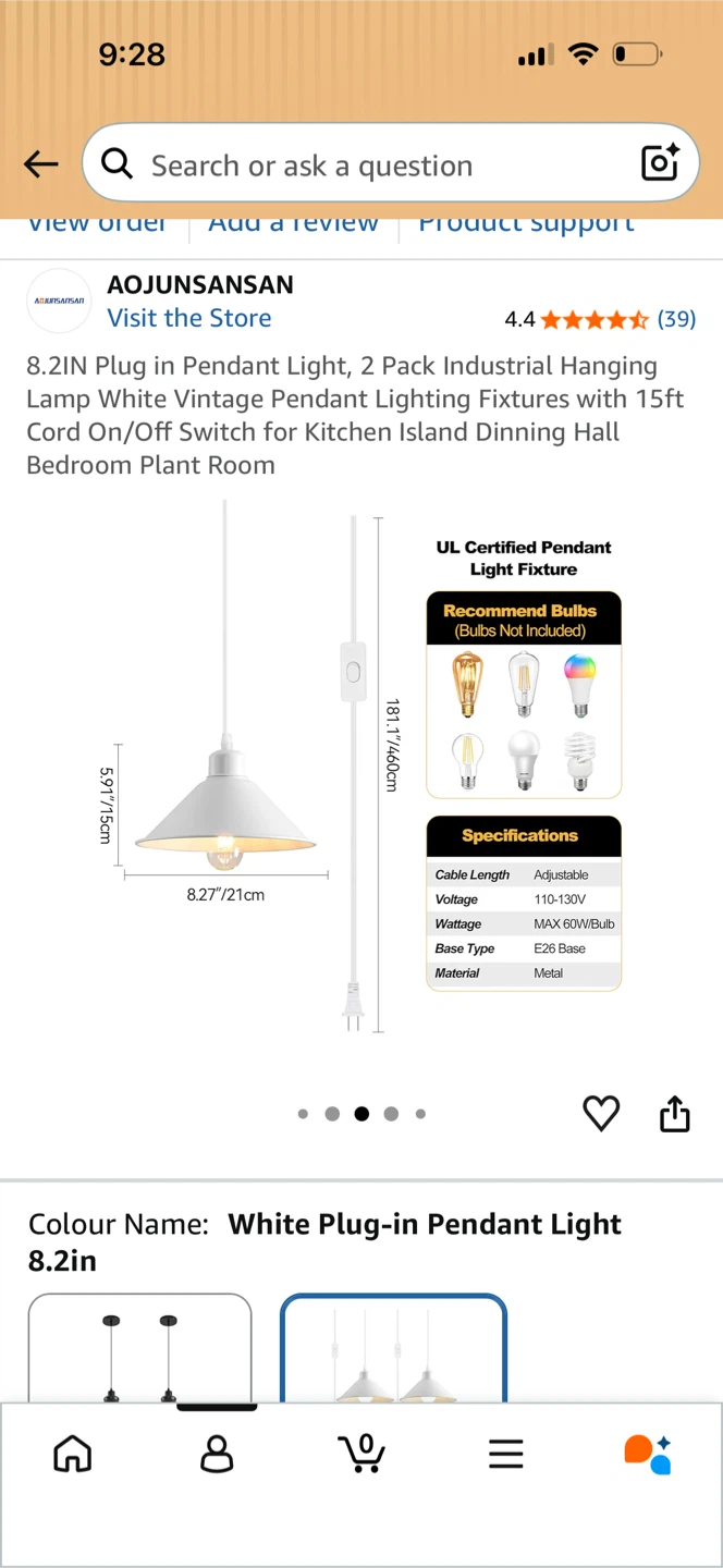 2 Pack Plug in Pendant Lights - photo 3