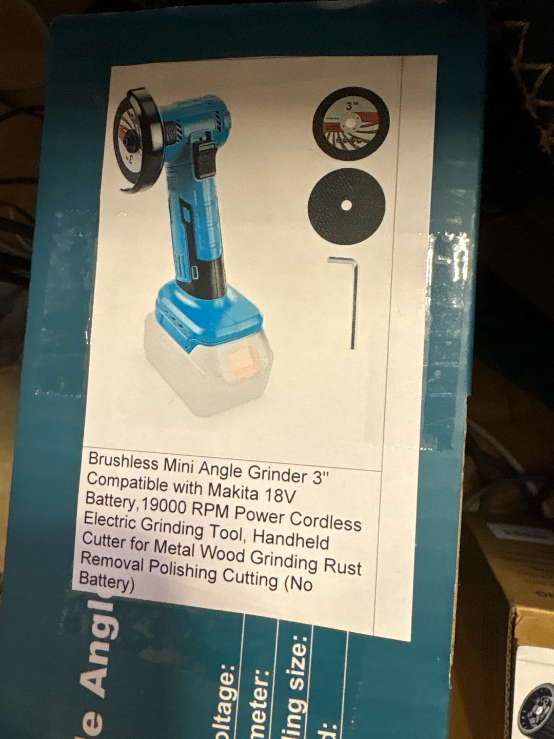 Brushless Mini Angle Grinder 3" Portable Cordless