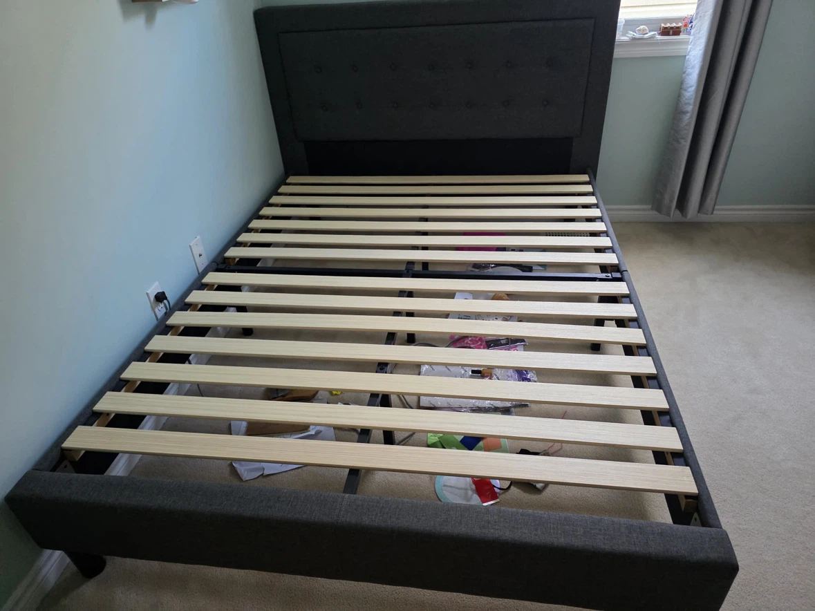 Grey Upholstered king Bed Frame