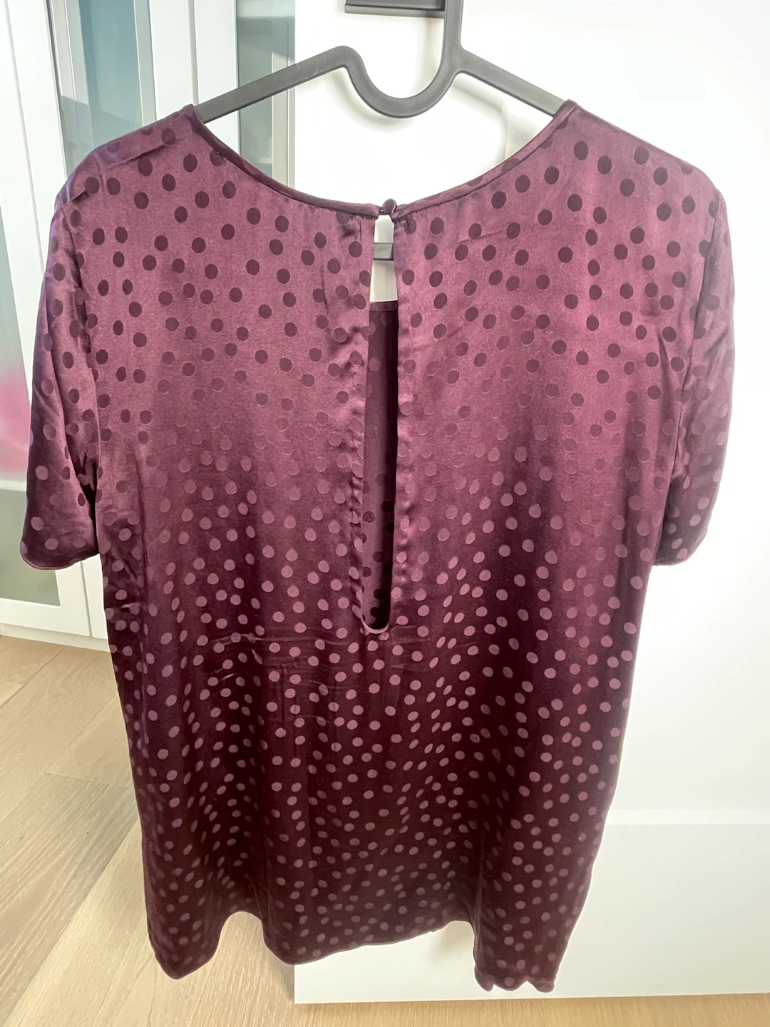 Wilfred Polka Dot Burnout Top - Burgundy - Size S - photo 2